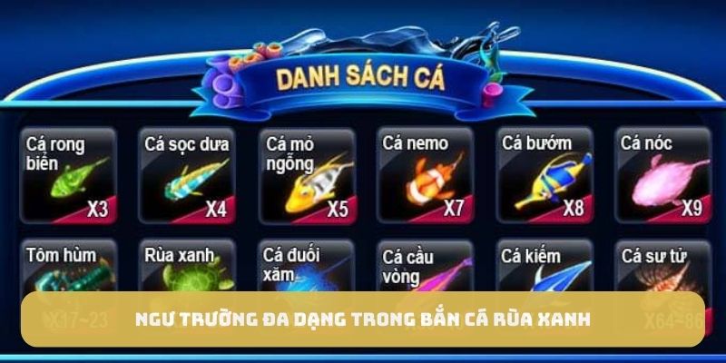 Ngư trường đa dạng trong bắn cá rùa xanh